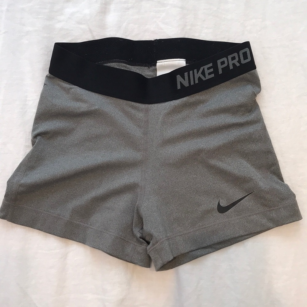 Grey and Black Nike Pro Women’s Shorts